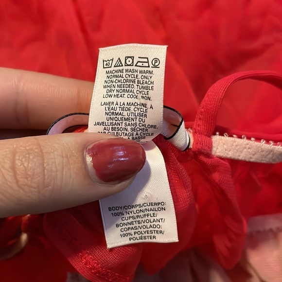 Victoria’s‎ Secret Red Lace Sheer Lingerie Tank - Picture 8 of 9